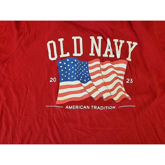 Old Navy 2023 American Flag Red Tee Shirt Women’s XL USA GUC - Picture 3 of 7